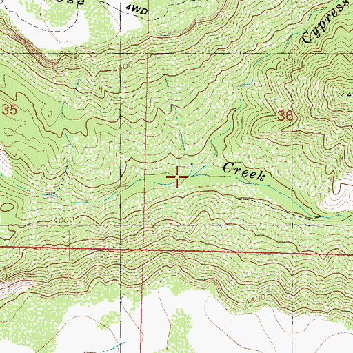 Topographic Map of Cypress Creek, AZ