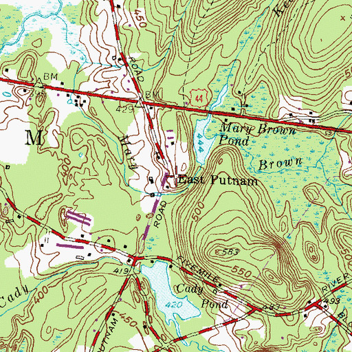 Topographic Map of East Putnam, CT