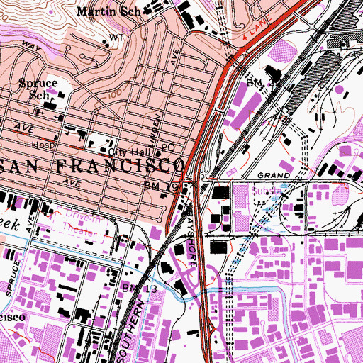 Topographic Map of Exit 425A, CA