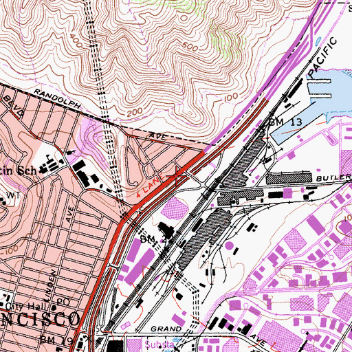 Topographic Map of Exit 425B, CA