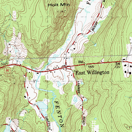 Topographic Map of East Willington, CT