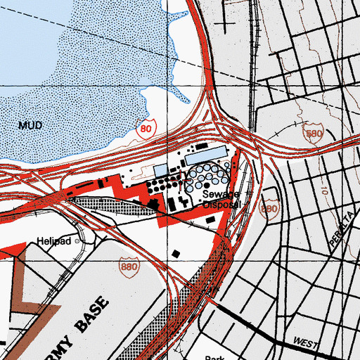 Topographic Map of East Bay Wastewater Treatment Plant, CA