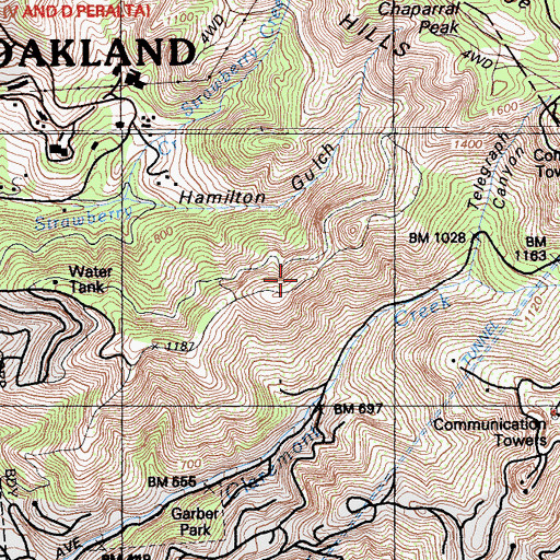 Topographic Map of Skyline Ridge, CA