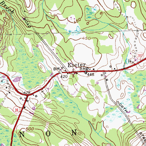 Topographic Map of Exeter, CT