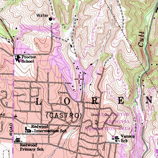 Topographic Map of Kelly Canyon Creek, CA