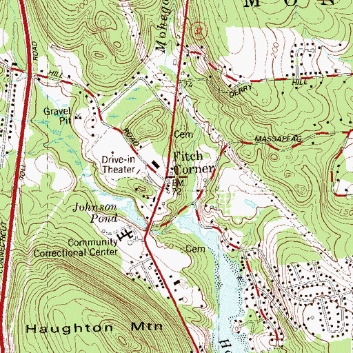 Topographic Map of Fitch Corner, CT