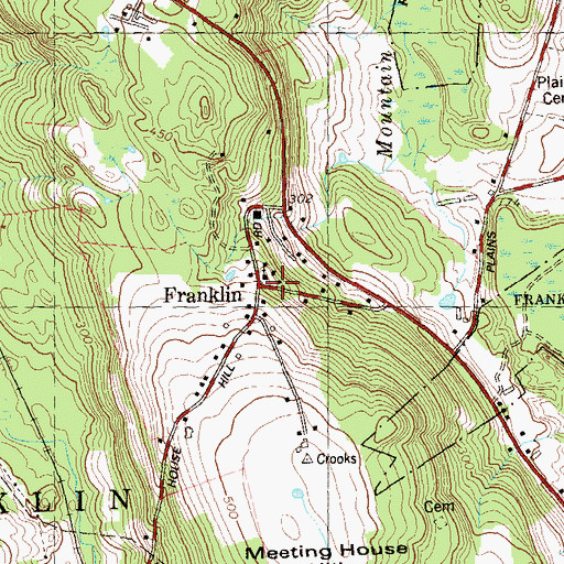 Topographic Map of Franklin, CT
