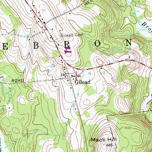 Topographic Map of Gilead, CT