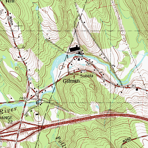 Topographic Map of Gilman, CT