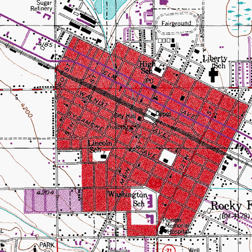 Topographic Map of Physicians Hospital (historical), CO