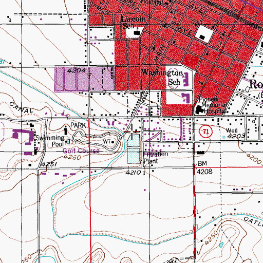 Topographic Map of Rocky Ford Water Works, CO