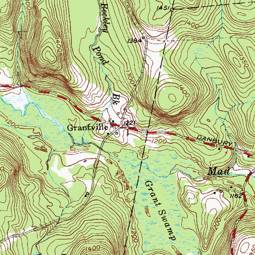 Topographic Map of Grantville, CT
