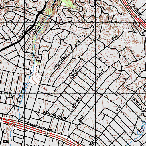 Topographic Map of Mariposa Academy, CA