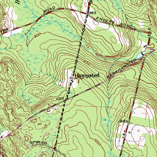 Topographic Map of Hampsted, CT