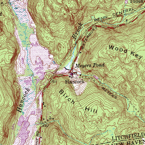 Topographic Map of Hancock, CT