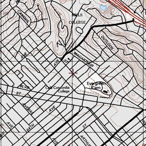 Topographic Map of Millsmont Academy, CA