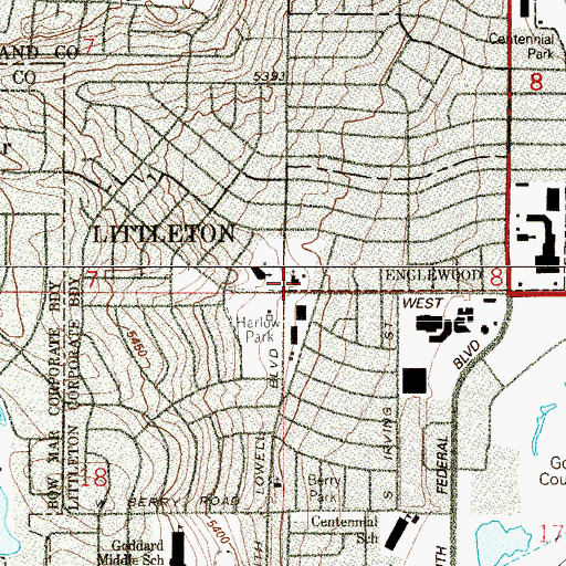 Topographic Map of Centennial Lutheran Church, CO