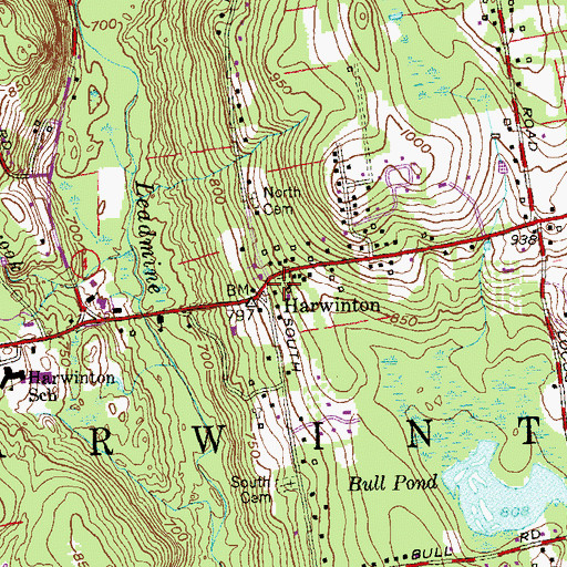 Topographic Map of Harwinton, CT