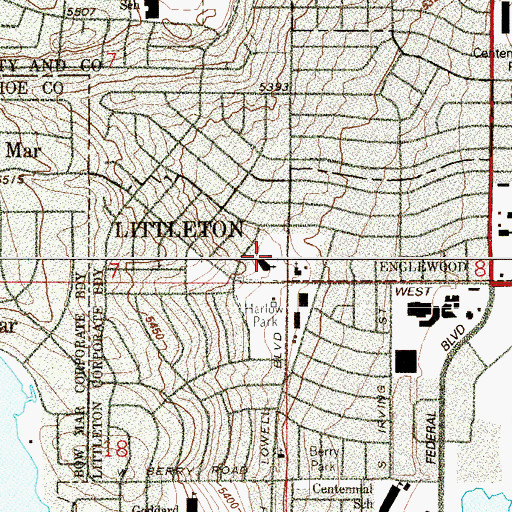 Topographic Map of Saint James Presbyterian Church, CO