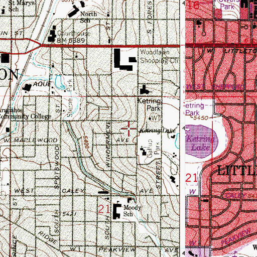 Topographic Map of Littleton Bible Chapel, CO