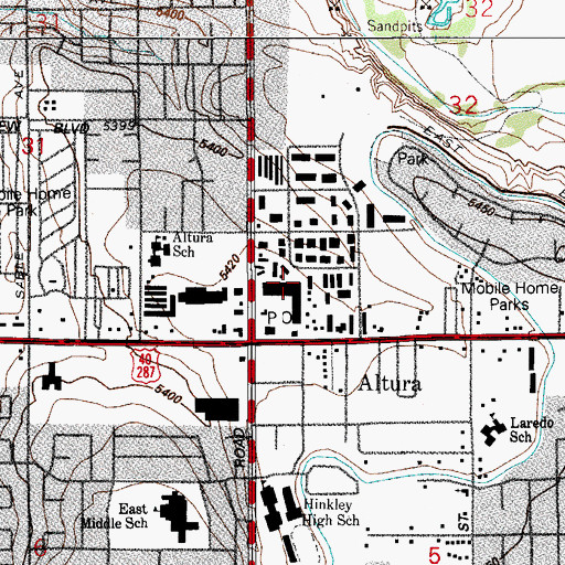 Topographic Map of Altura Post Office, CO