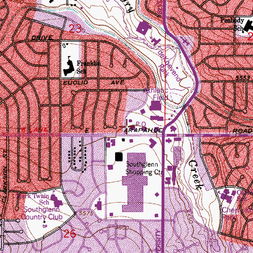 Topographic Map of Centennial Post Office, CO