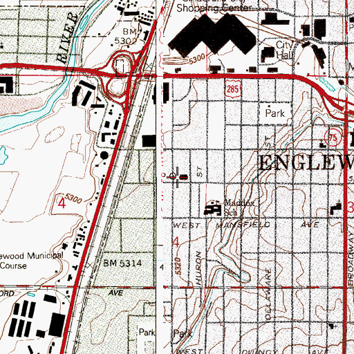 Topographic Map of Englewood Post Office, CO
