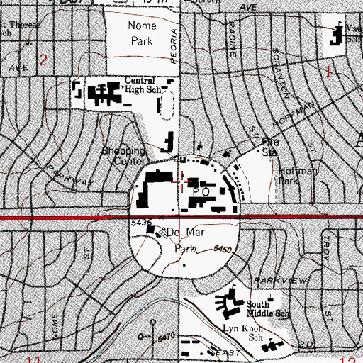 Topographic Map of Hoffman Heights Post Office, CO