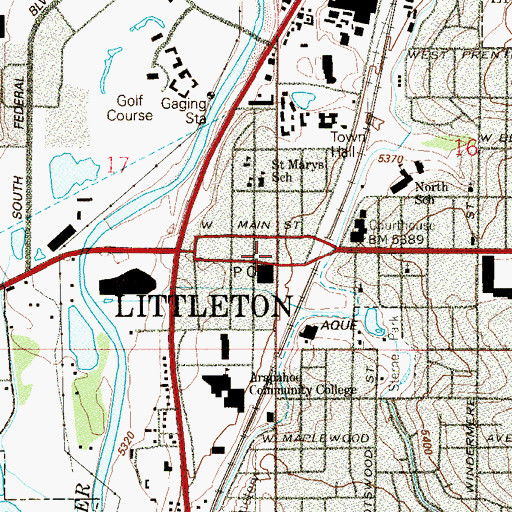 Topographic Map of Littleton Post Office, CO