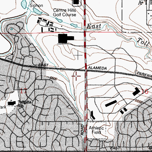 Topographic Map of Aurora Post Office, CO