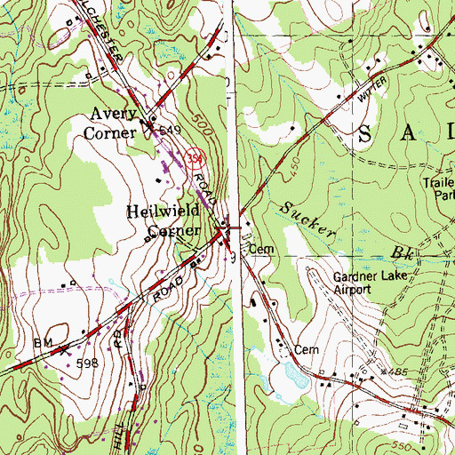 Topographic Map of Heilwield Corner, CT