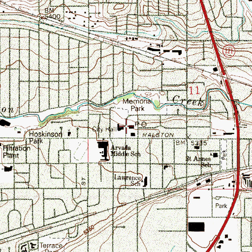 Topographic Map of Arvada Post Office, CO