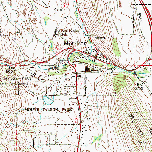 Topographic Map of Morrison Post Office, CO