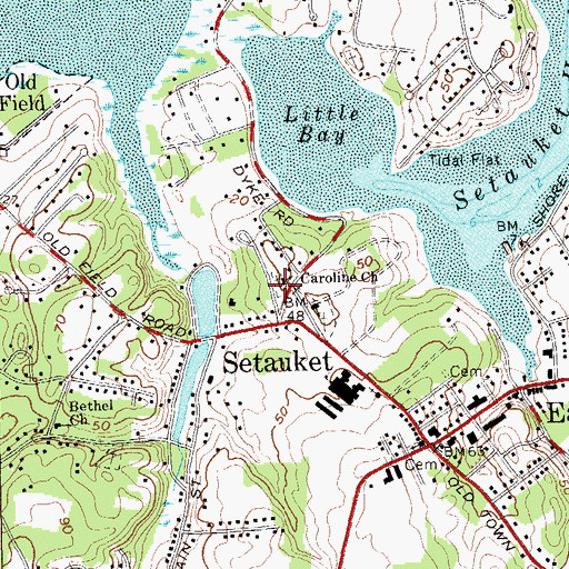 Topographic Map of Caroline Episcopal Churchyard and Cemetery, NY