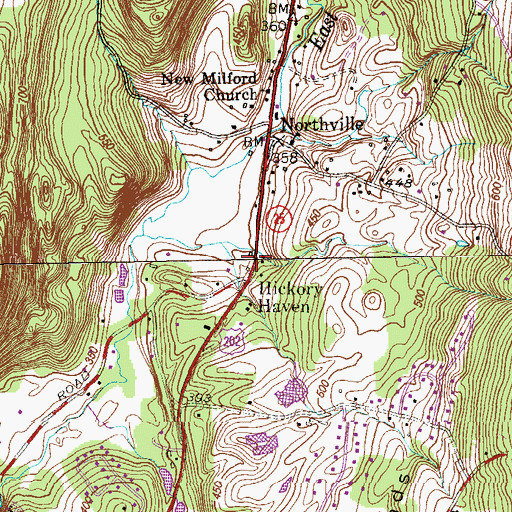 Topographic Map of Hickory Haven, CT