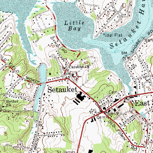 Topographic Map of Setauket Presbyterian Church Cemetery, NY