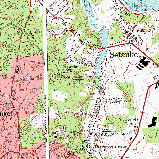 Topographic Map of Laurel Hill Cemetery, NY