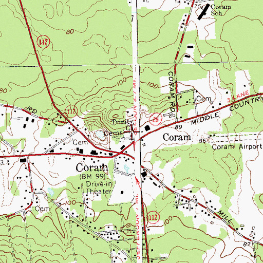 Topographic Map of Trinity Methodist Cemetery, NY