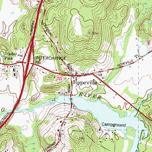 Topographic Map of Hopeville, CT