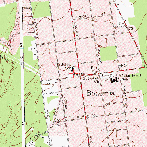 Topographic Map of Saint John Nepomucene Parish Cemetery, NY