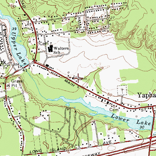 Topographic Map of Yaphank Presbyterian Church Cemetery, NY