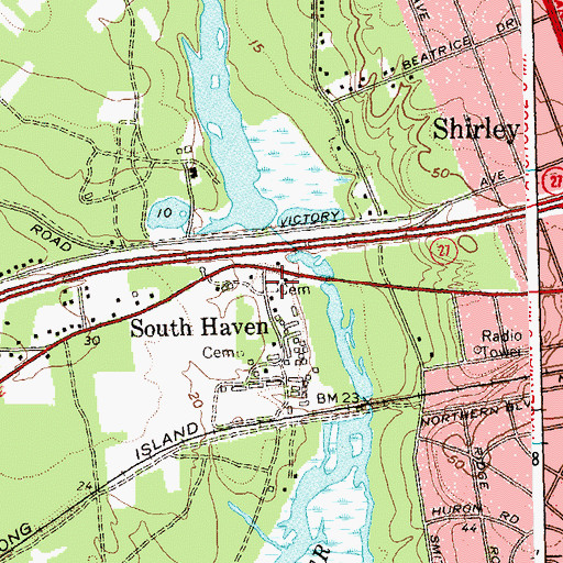 Topographic Map of South Haven Presbyterian Church Cemetery, NY