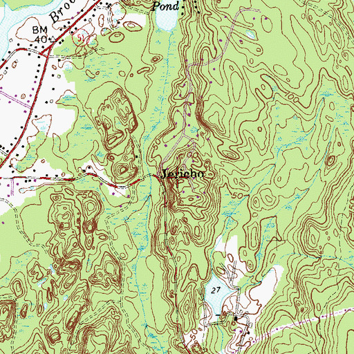 Topographic Map of Jericho, CT