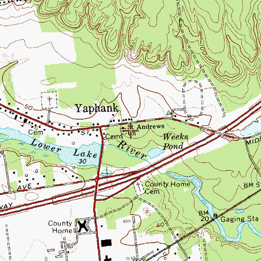 Topographic Map of Saint Andrew's Episcopal Cemetery, NY