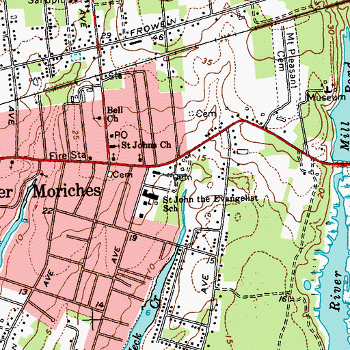 Topographic Map of Bishop and Robinson Cemetery, NY