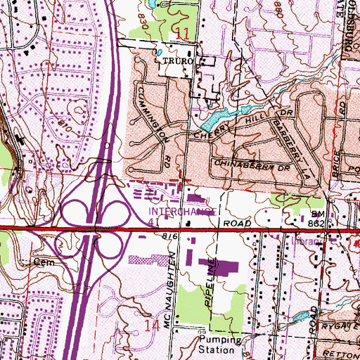 Topographic Map of East Columbus Christian Church, OH