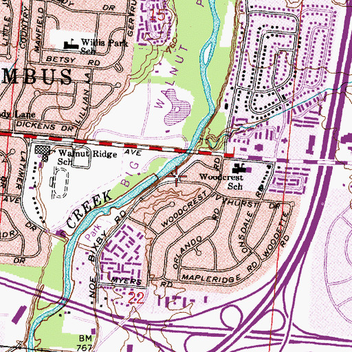 Topographic Map of Pine Hills Baptist Church, OH
