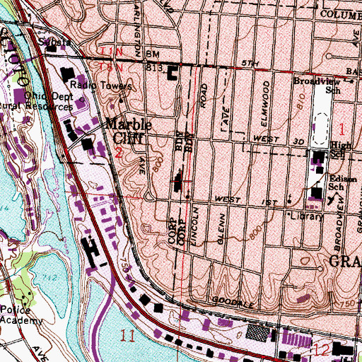 Topographic Map of First Community Church, OH