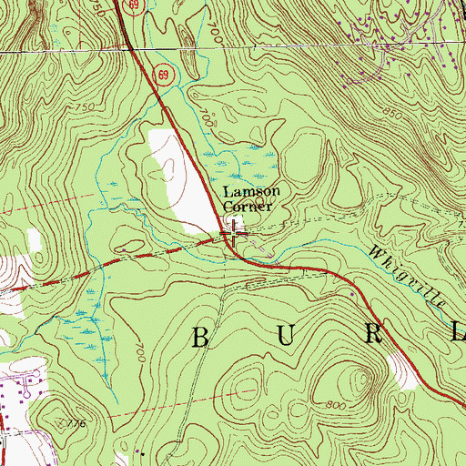 Topographic Map of Lamson Corner, CT