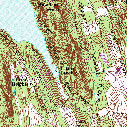 Topographic Map of Lattins Landing, CT